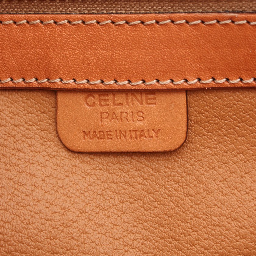 セリーヌ(CELINE)マカダム|ハンドバッグ|PVC|レザー|茶色