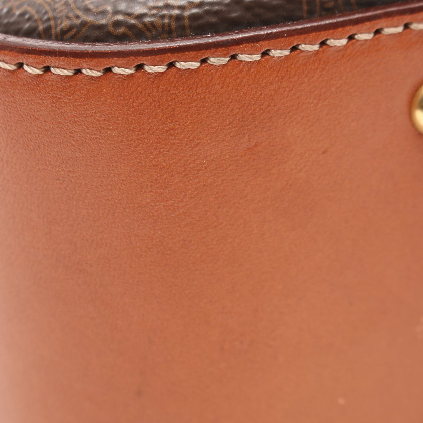 セリーヌ(CELINE)マカダム|ハンドバッグ|PVC|レザー|茶色