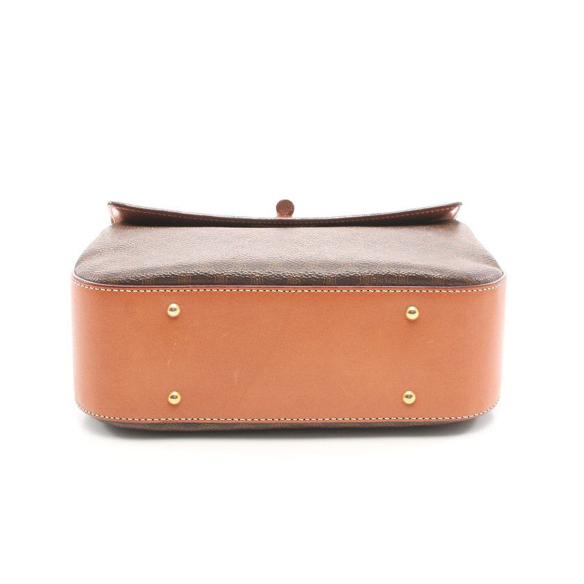セリーヌ(CELINE)マカダム|ハンドバッグ|PVC|レザー|茶色