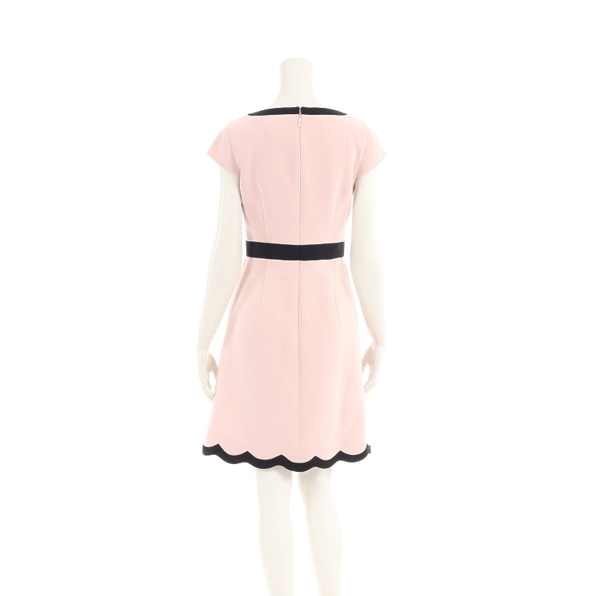 ケイトスペード Kate Spade Scallop Short Sleeve Dress ワンピース フレンチスリーブ スカラップ ネック ライトピンク 黒 ハイブランド ブランド専門の中古通販サイト