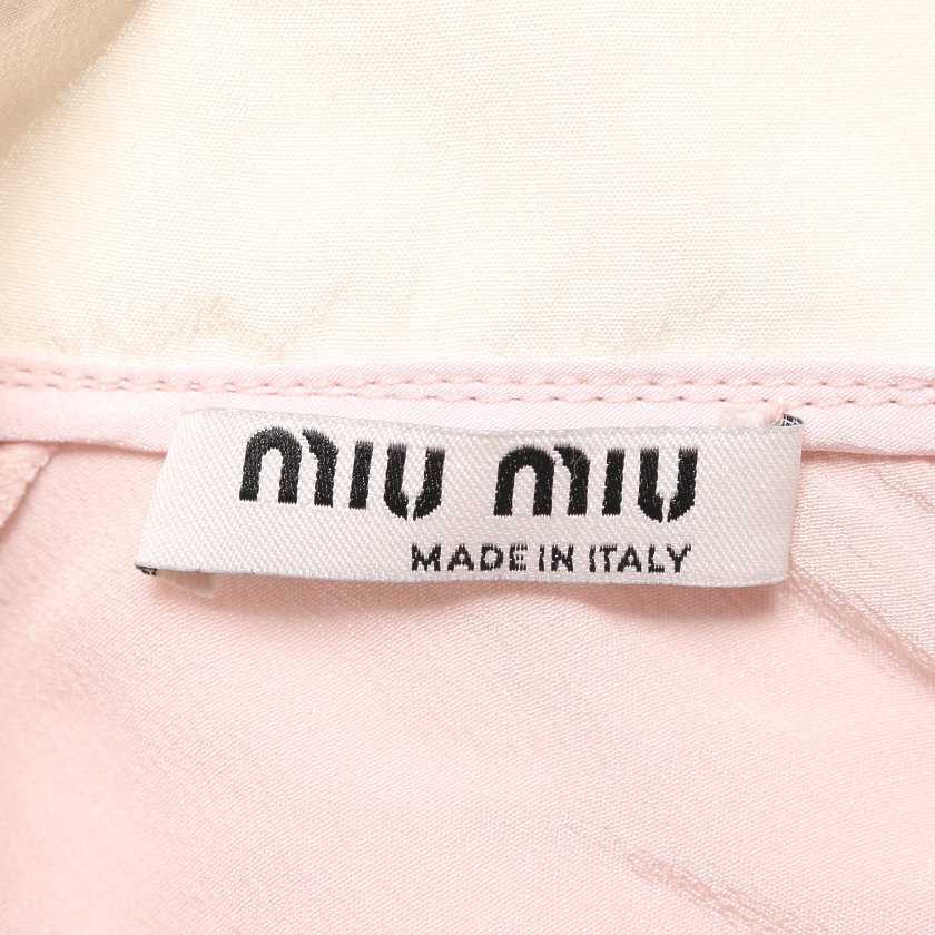 ミュウミュウ(miu miu)|ブラウス|ノースリーブ|シルク|ピンク|アイボリー|黒|襟ライン|2WAY|ハイブランド・ブランド専門の中古通販サイト(590953)
