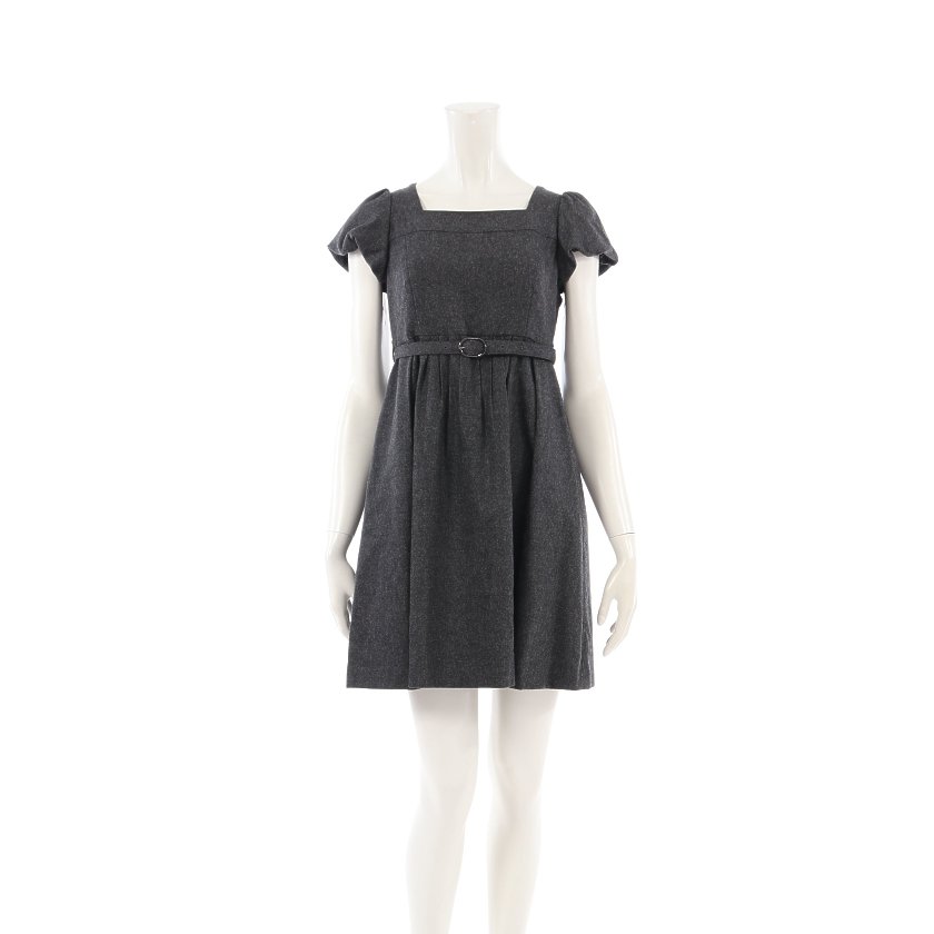 バーバリーブルーレーベル Burberry Blue Label ワンピース フレンチスリーブ ウール ダークグレー ハイブランド ブランド専門の中古通販サイト