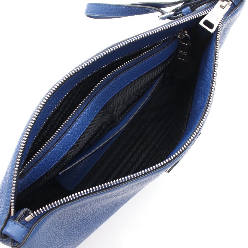 プラダ Prada クラッチバッグ レザー 青 ハイブランド ブランド専門の中古通販サイト