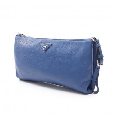プラダ Prada クラッチバッグ レザー 青 ハイブランド ブランド専門の中古通販サイト