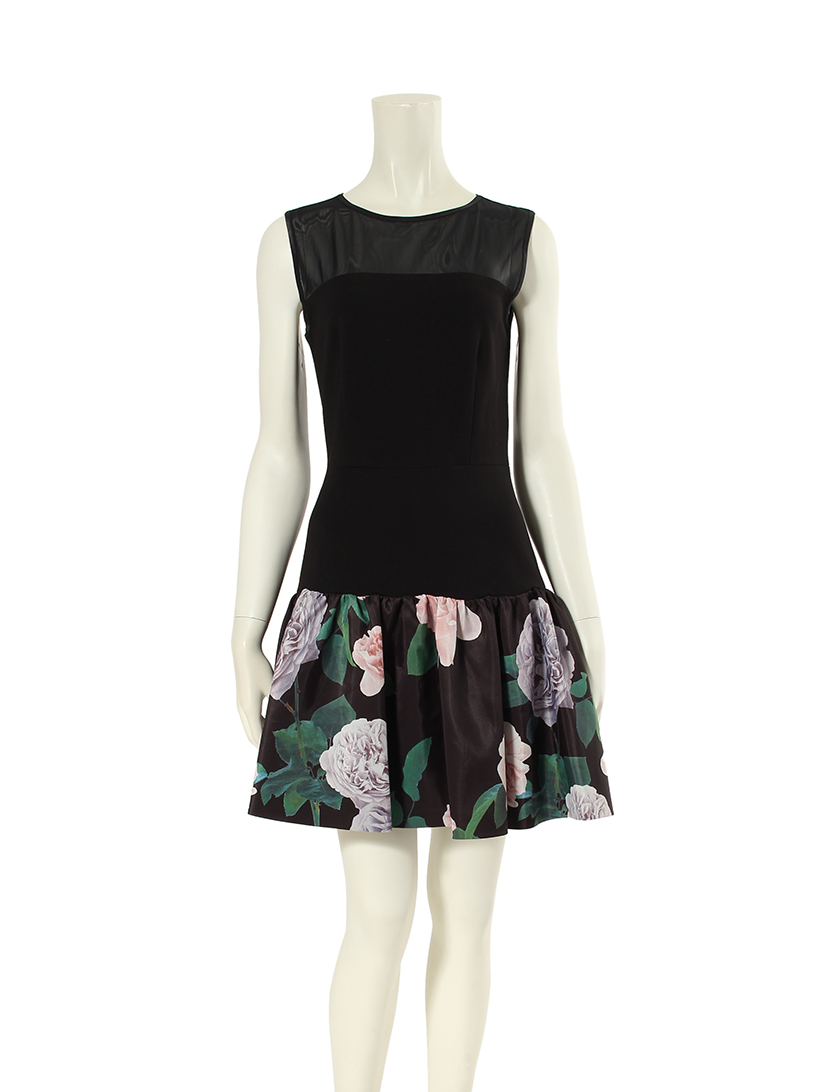 エリンフェザーストン Erin Fetherston ノースリーブワンピース 黒 花柄 ハイブランド ブランド専門の中古通販サイト