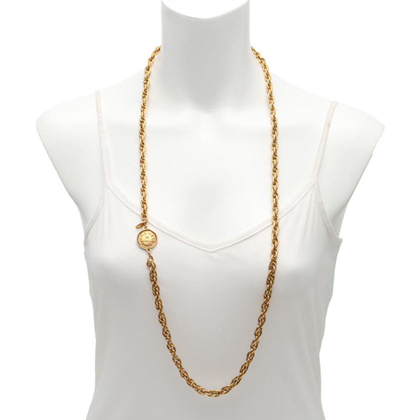 シャネル Chanel ロングチェーンネックレス ゴールド メダルモチーフ ヴィンテージ ハイブランド ブランド専門の中古通販サイト