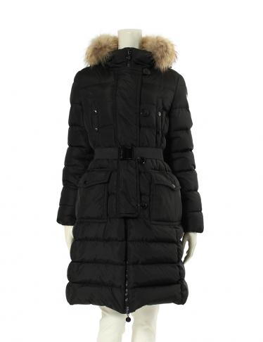 MONCLER・アウター・GENEVRIER ジュヌヴィリエ ファーフード付きダウンコート 黒