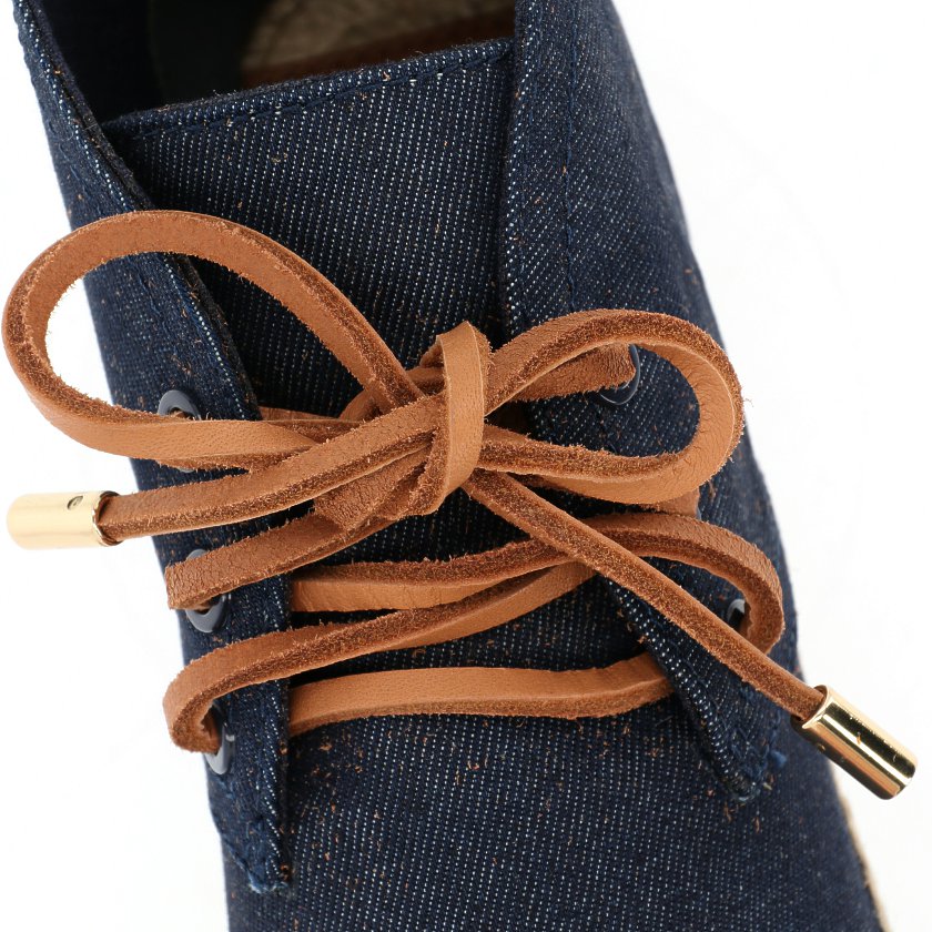 トリーバーチ Tory Burch Denim Lace Up Bootie エスパドリーユ チャッカブーツ デニム レザー ネイビー 茶色 ハイブランド ブランド専門の中古通販サイト