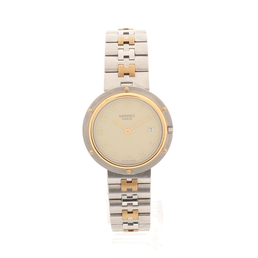 エルメス Hermes クリッパー ボーイズ 腕時計 クオーツ Ss Gp シルバー ゴールド コンビ デイト アイボリー文字盤 ハイブランド ブランド専門の中古通販サイト