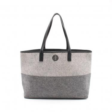 トリーバーチ(TORY BURCH)ASHLEY|SHOPPER|トートバッグ|ウール|レザー|グレー|ダークグレー|ハイブランド・ブランド専門の中古通販サイト(602850)