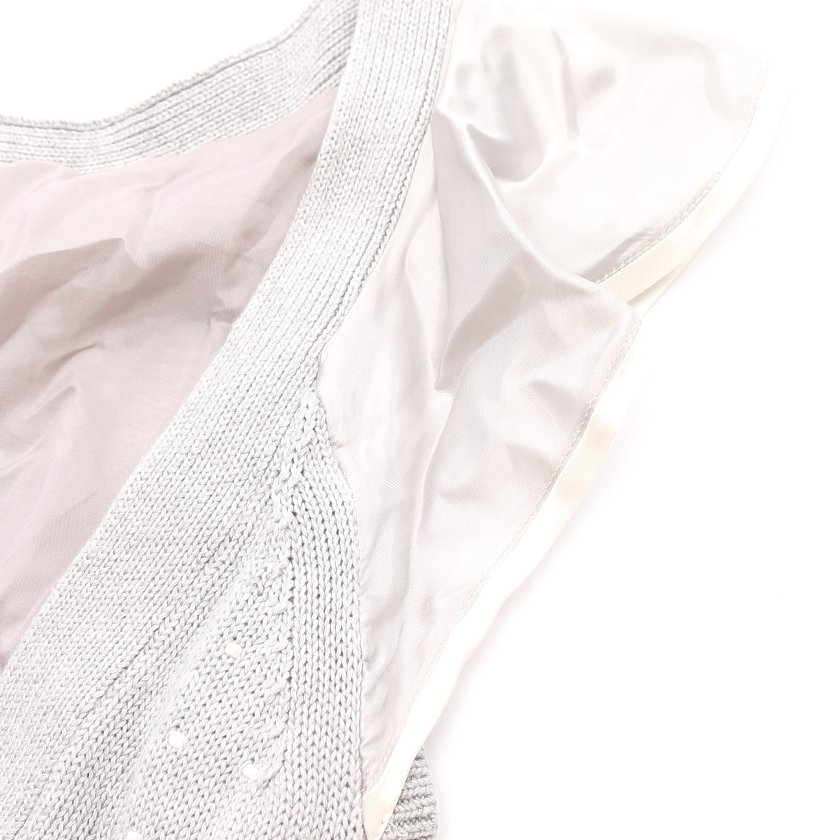 サカイ Sacai ワンピース フレンチスリーブ グレー 白 ビーズ ハイブランド ブランド専門の中古通販サイト