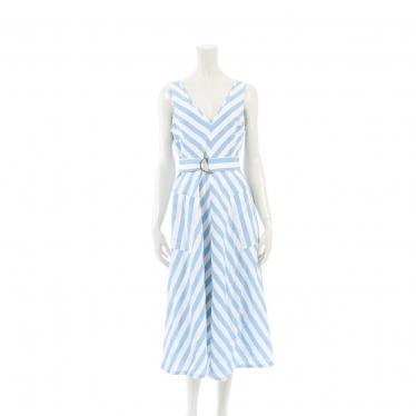ケイトスペード Kate Spade Deck Stripe Midi Dress ワンピース ストライプ 柄 ノースリーブ 水色 白 ハイブランド ブランド専門の中古通販サイト 5954