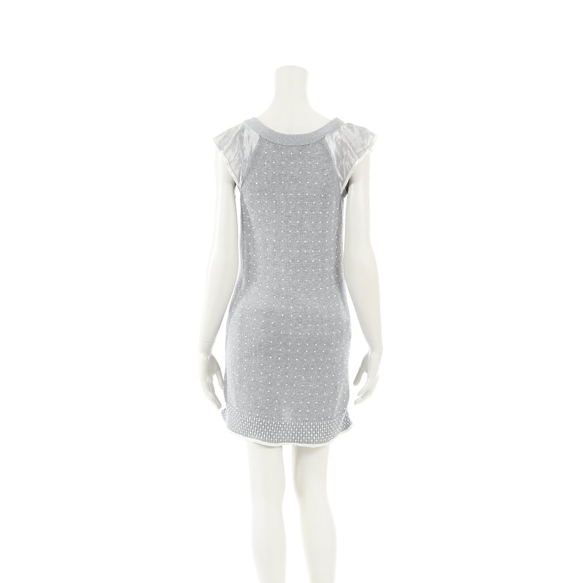 サカイ Sacai ワンピース フレンチスリーブ グレー 白 ビーズ ハイブランド ブランド専門の中古通販サイト
