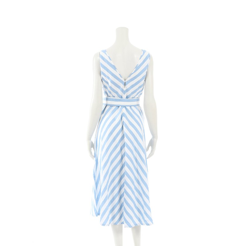 ケイトスペード Kate Spade Deck Stripe Midi Dress ワンピース ストライプ 柄 ノースリーブ 水色 白 ハイブランド ブランド専門の中古通販サイト 5954