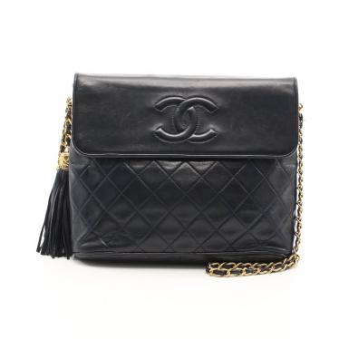 シャネル Chanel マトラッセ チェーンショルダーバッグ レザー ネイビー ゴールド金具 タッセル ハイブランド ブランド専門の中古通販サイト