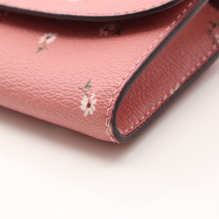コーチ Coach デイジー 二つ折り長財布 花柄 Pvc レザー ピンク 白 緑 ハイブランド ブランド専門の中古通販サイト