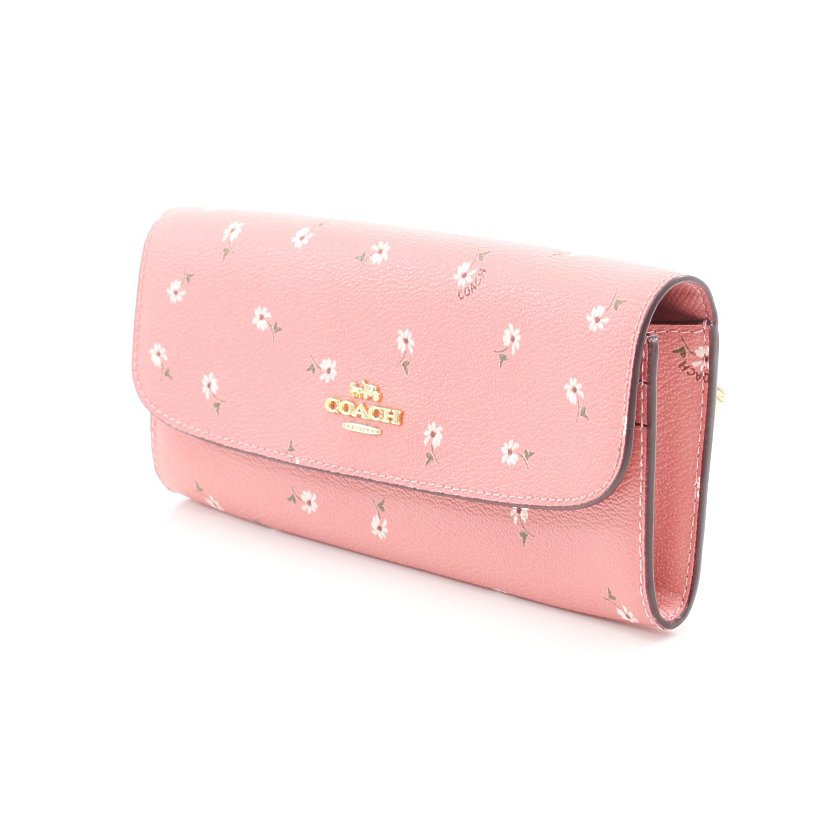 コーチ Coach デイジー 二つ折り長財布 花柄 Pvc レザー ピンク 白 緑 ハイブランド ブランド専門の中古通販サイト