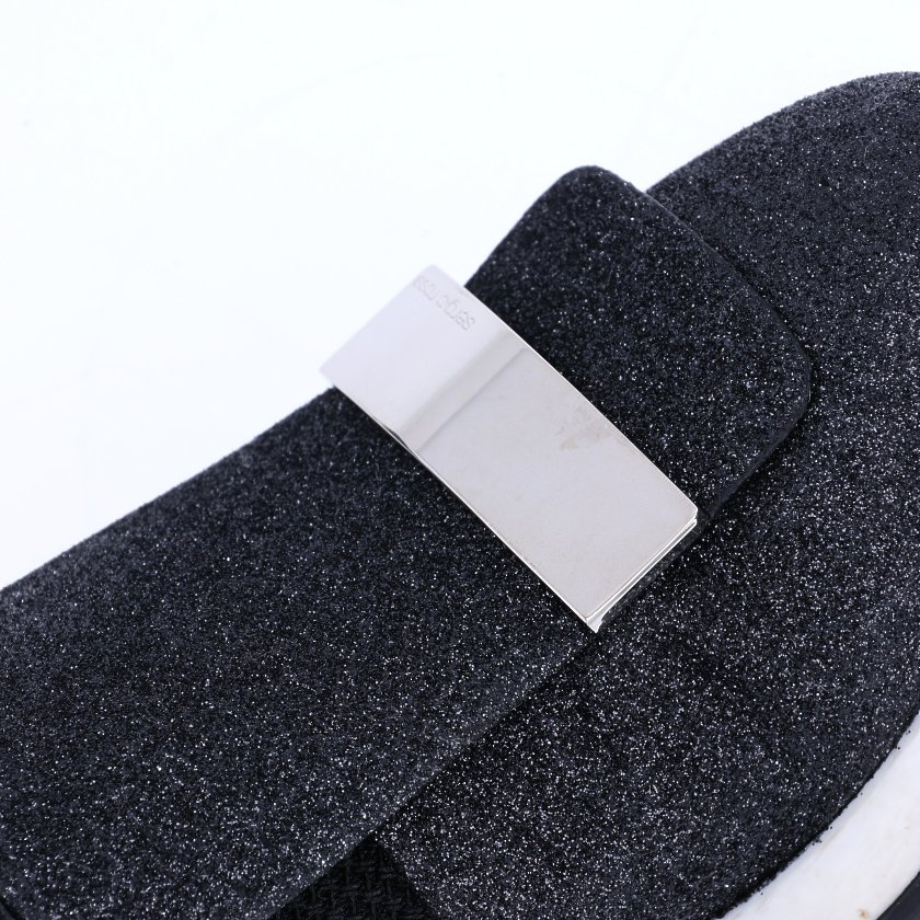 セルジオロッシ(Sergio Rossi)sr1|Running|Sneaker|スニーカー|レザー|黒|シルバー|グリッター|ラメ|ハイブランド・ブランド専門の中古通販サイト(604386)