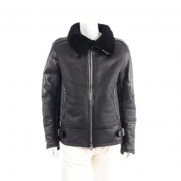 BALMAIN・アウター・ ライダースジャケット ムートン レザー 黒 切替