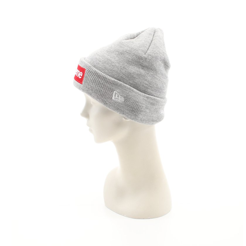 Supreme・財布・小物・Supreme × New Era Box Logo Beanie ボックスロゴ ビーニー ニットキャップ 帽子 グレー 2018AW