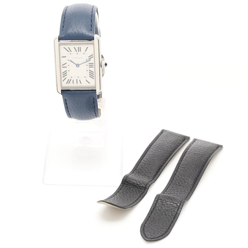 カルティエ Cartier タンクソロ Lm 腕時計 メンズ クオーツ Ss レザー シルバー ネイビー 白 文字盤 ハイブランド ブランド専門の中古通販サイト