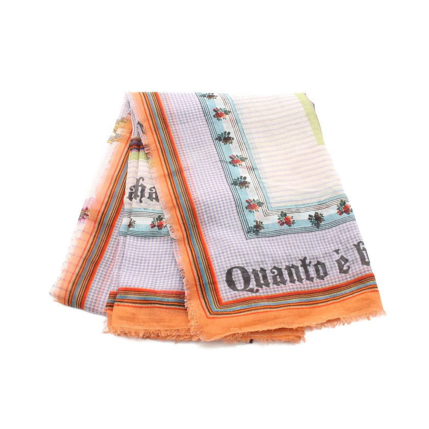 ファリエロサルティ Faliero Sarti ストール 花柄 コットン オレンジ 紫 マルチカラー ハイブランド ブランド専門の中古通販サイト 6214