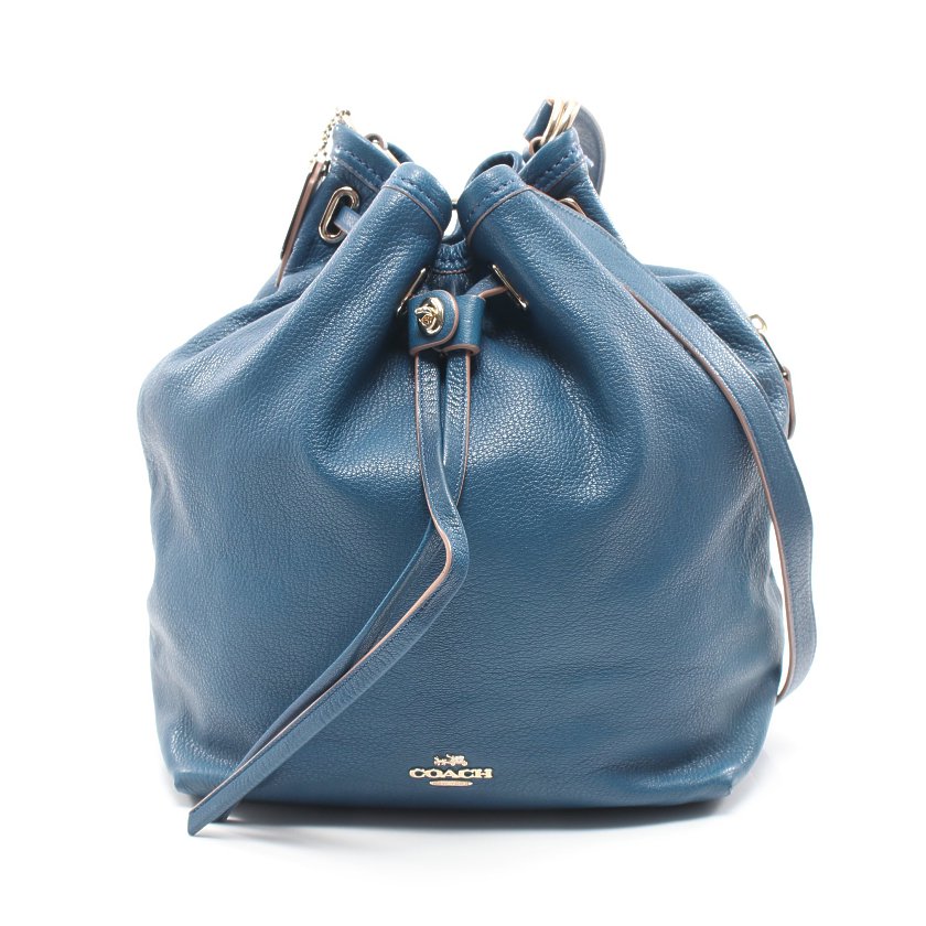 コーチ(COACH)ターンロック|タイ|バケット|ショルダーバッグ|レザー|青|巾着|ハイブランド・ブランド専門の中古通販サイト(623307)