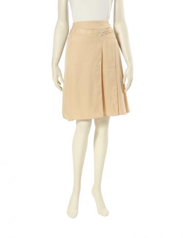 CHANEL・ボトムス・ラップスカート シルク ライトベージュ ベルト付き