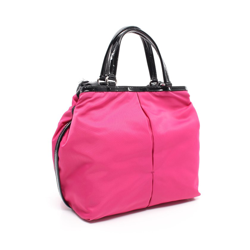 サルヴァトーレフェラガモ Salvatore Ferragamo ヴァラリボン ハンドバッグ ナイロン エナメルレザー ピンク 黒 2way ハイブランド ブランド専門の中古通販サイト