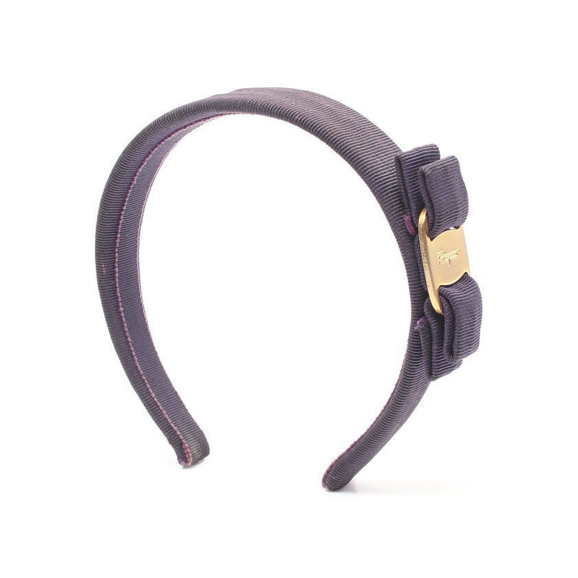 サルヴァトーレフェラガモ Salvatore Ferragamo ヴァラリボン カチューシャ ヘアアクセサリー キャンバス 紫 ハイブランド ブランド専門の中古通販サイト 6129