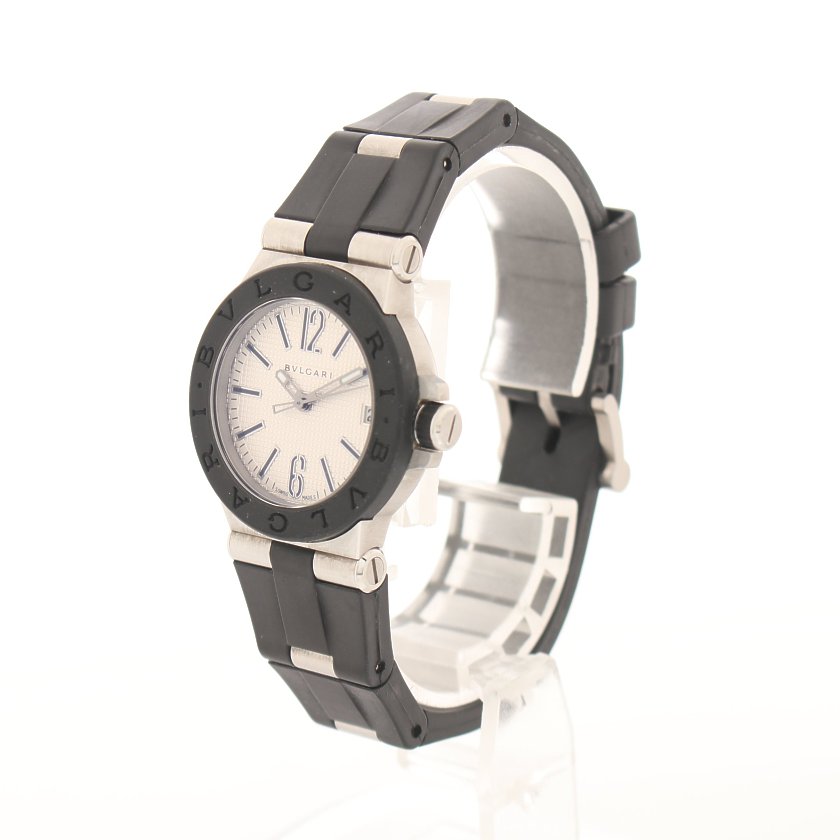 ブルガリ Bvlgari ディアゴノ レディース 腕時計 クオーツ Ss ラバー 黒 アイボリー文字盤 ハイブランド ブランド専門の中古通販サイト 6164