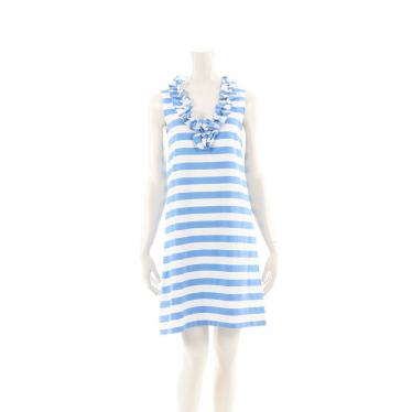 kate spade・ワンピース・ ワンピース ボーダー柄 ノースリーブ コットン 水色 白