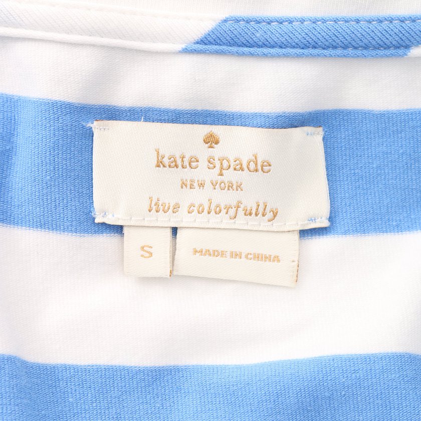 ケイトスペード Kate Spade ワンピース ボーダー 柄 ノースリーブ コットン 水色 白 ハイブランド ブランド専門の中古通販サイト