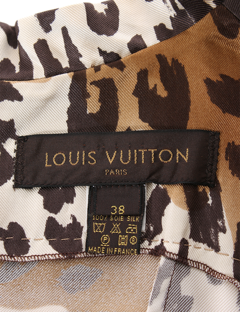 ルイヴィトン Louis Vuitton ノースリーブワンピース ヒョウ柄 シルク アイボリー 茶 ハイブランド ブランド専門の中古通販サイト