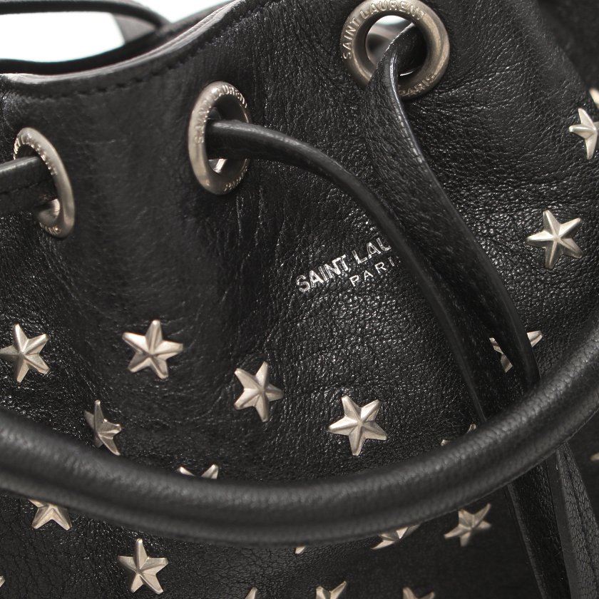 サンローランパリ(SAINT LAURENT PARIS)エマニュエル|バケットバッグ|ハンドバッグ|レザー|黒|2WAY|スタースタッズ|巾着|ハイブランド・ブランド専門の中古通販サイト(630515)