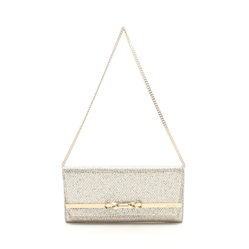 ジミーチュウ(JIMMY CHOO)LIDIA|パーティバッグ|クラッチバッグ|レザー|グリッター|シルバー|ゴールド|2WAY|ハイブランド・ブランド専門の中古通販サイト(629340)