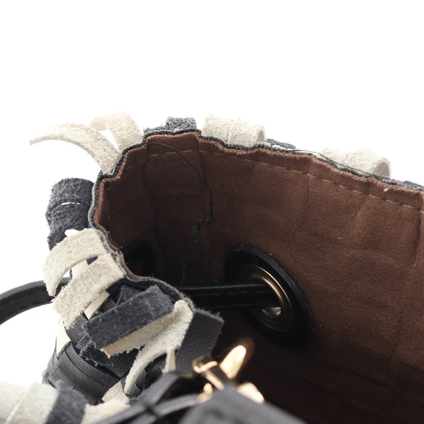 フルラ Furla Stacy ハンドバッグ レザー 黒 アイボリー 巾着 ポーチ 付き 2way ハイブランド ブランド専門の中古通販サイト