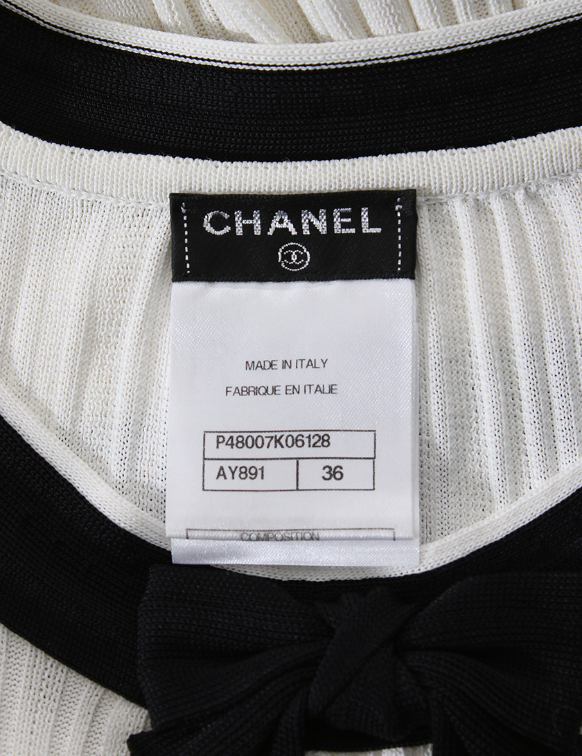 シャネル Chanel プリーツ リボン ショートスリーブ ワンピース 白 黒 ハイブランド ブランド専門の中古通販サイト