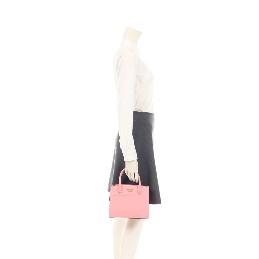 プラダ(PRADA)SAFFIANO+CITY|C|ビブリオテークバッグ|ハンドバッグ|レザー|ピンク|赤|2WAY|バイカラー|ハイブランド・ブランド専門の中古通販サイト(632981)