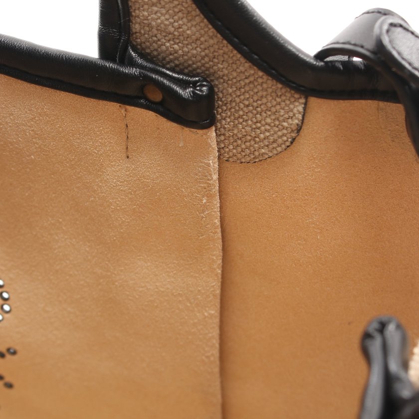 ステラマッカートニー(Stella McCartney)ステラ|ロゴ|トートバッグ|麻|フェイクレザー|ベージュ|黒|2WAY|ハイブランド・ブランド専門の中古通販サイト(635005)