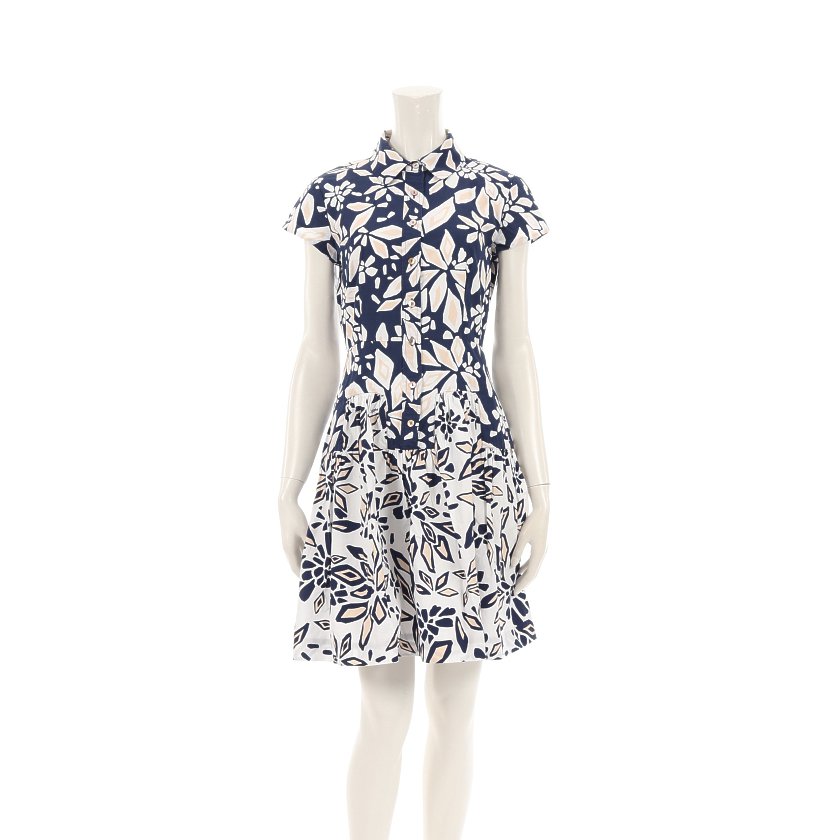ダイアンフォンファステンバーグ Diane Von Furstenberg Scarlet シャツワンピース 総柄 白 ネイビー ベージュ ハイブランド ブランド専門の中古通販サイト