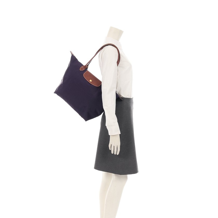 ロンシャン Longchamp Le Priage ル プリアージュ オリジナル ショルダーバッグ L ショルダーバッグ ナイロン キャンバス レザー ネイビー 茶色 ハイブランド ブランド専門の中古通販サイト