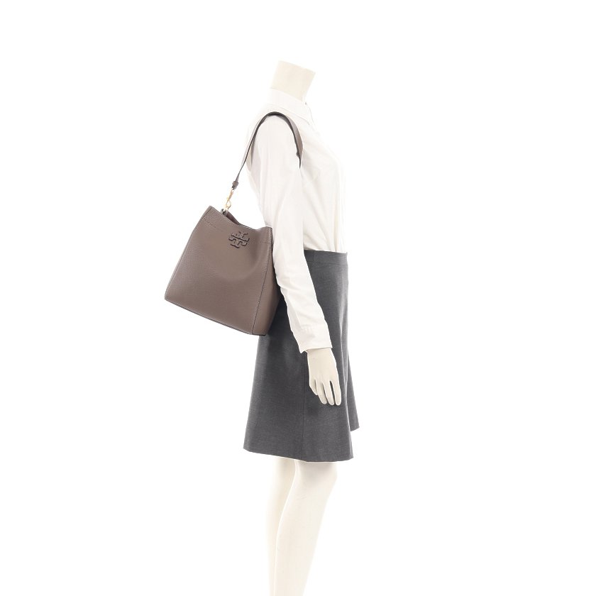 トリーバーチ(TORY BURCH)MACGRAW|マックグロー|ショルダーバッグ|レザー|グレーブラウン|ハイブランド・ブランド専門の中古通販サイト(636270)