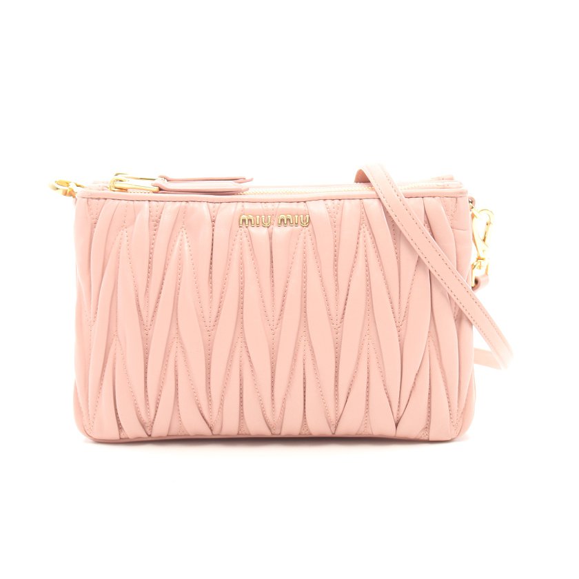 ミュウミュウ Miu Miu マテラッセ ショルダーバッグ レザー ピンク ハイブランド ブランド専門の中古通販サイト