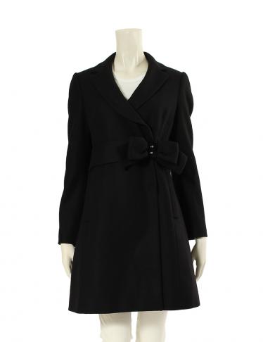 RED VALENTINO・アウター・ロングコート ウール 黒 ベルト付き
