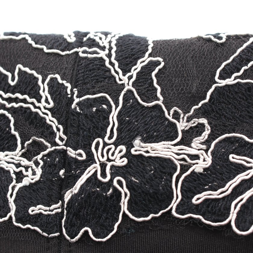 タダシショージ Tadashi Shoji ワンピース 刺繍 花柄 ナイロン 黒 白 ストレッチ ハイブランド ブランド専門の中古通販サイト