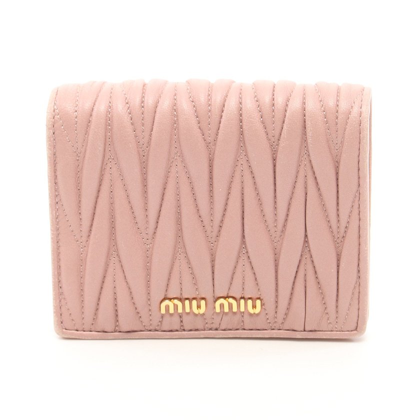 ミュウミュウ Miu Miu Matelass マテラッセ 二つ折り財布 レザー ピンク ハイブランド ブランド専門の中古通販サイト