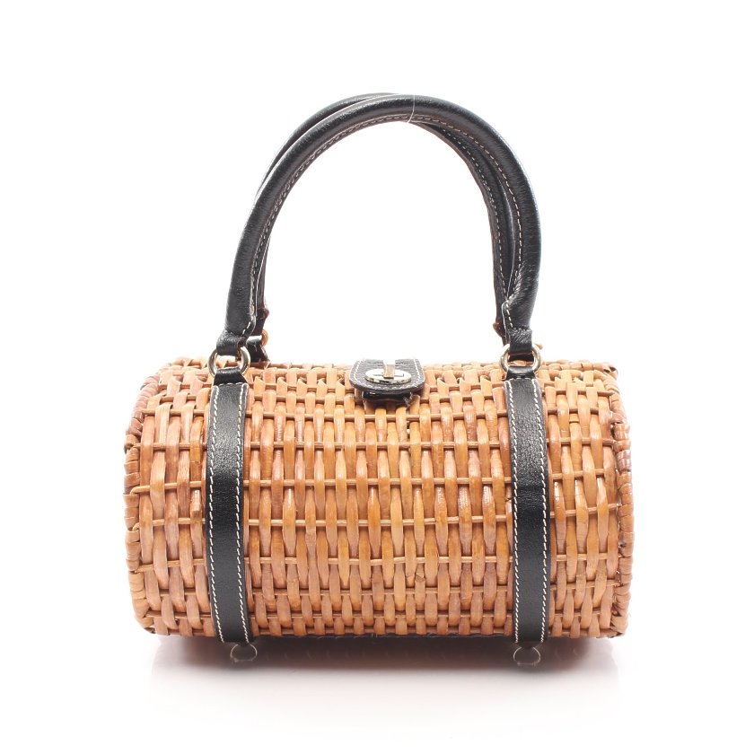 ケイトスペード Kate Spade かごバッグ ハンドバッグ バンブー レザー ナチュラル 黒 ターンロック ハイブランド ブランド 専門の中古通販サイト