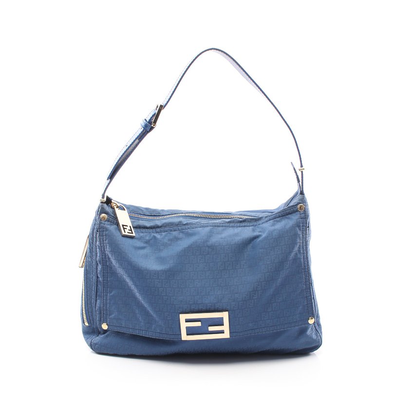 フェンディ Fendi ミニズッキーノ ワンショルダーバッグ ナイロン レザー ブルー ハイブランド ブランド専門の中古通販サイト