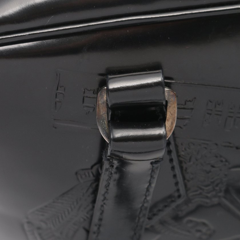 プラダ Prada ハンドバッグ レザー ブラック エンボスイラスト ハイブランド ブランド専門の中古通販サイト